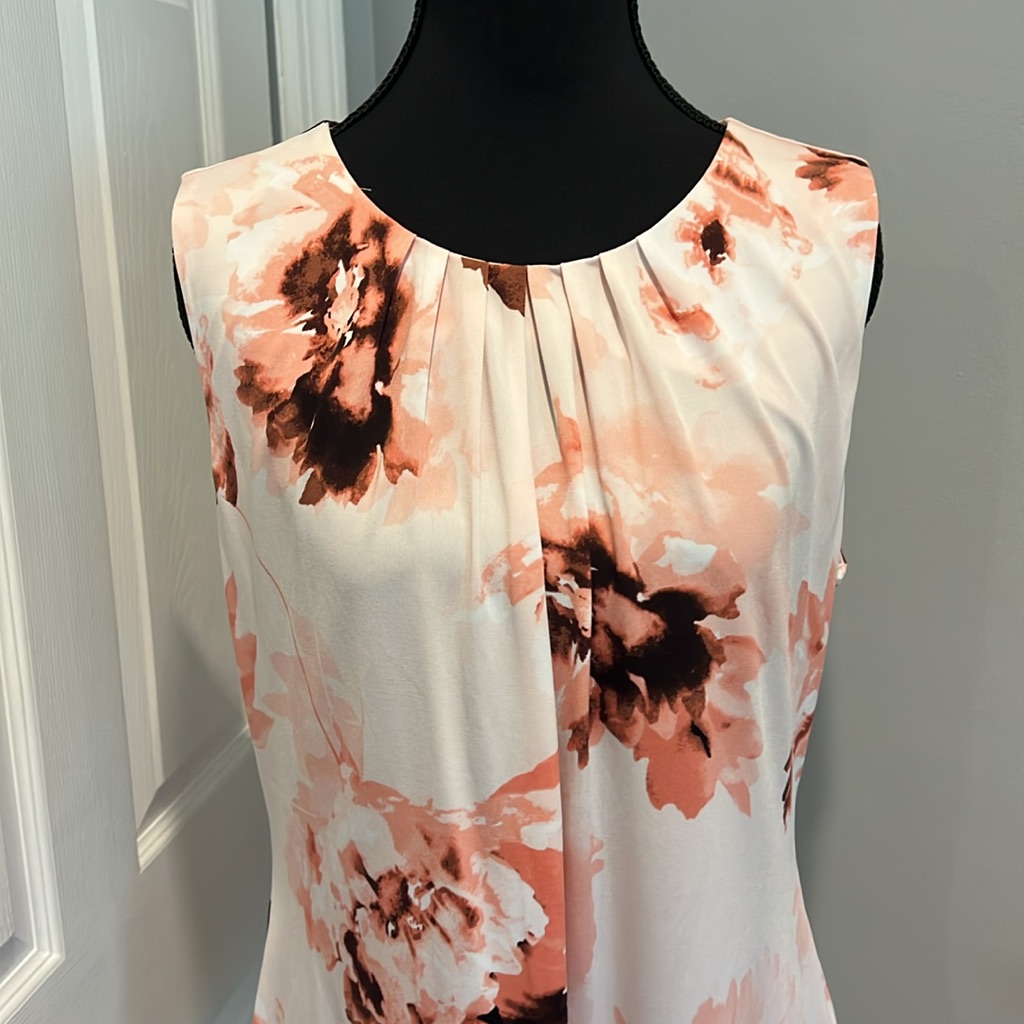 Calvin Klein Pleated Pink And Black Blouse